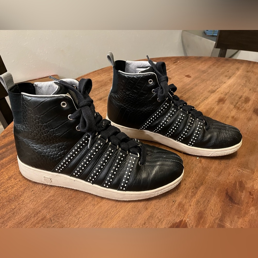 Men’s size 12 K-Swiss black leather and crystal high tops